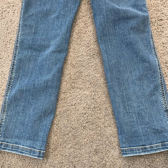 SPANX EVERY WEAR Pull On Straight Leg 5 Pocket Blue Denim Jeans - EUC - Size L - Picture 7 of 10